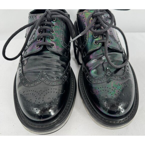 Prada Derby Levitate Black Leather Brogue Air Sole Lace Up Shoes Mens Sz 8 USA - Picture 2 of 15